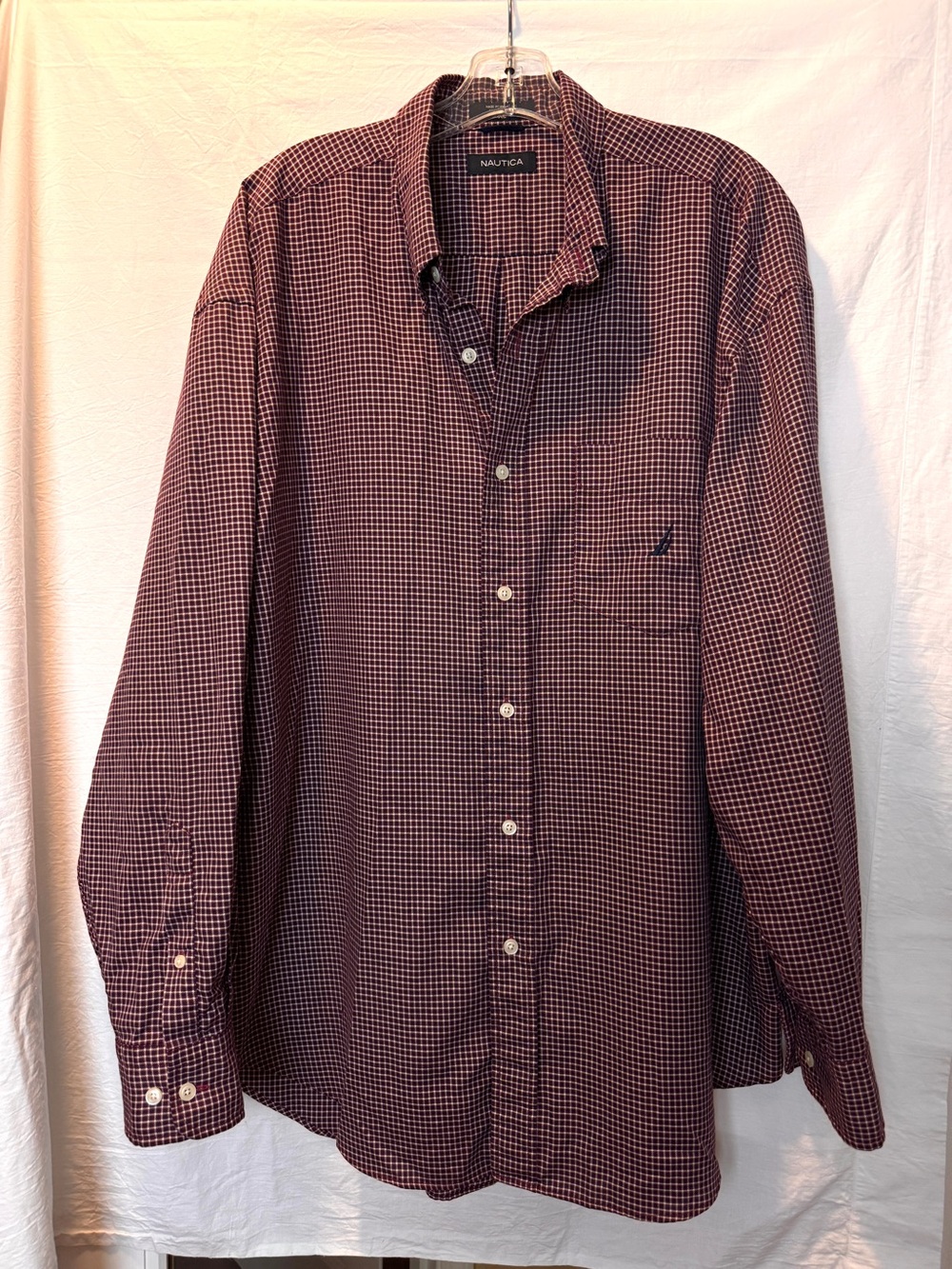 Nautica Vintage XL 100% Cotton Plaid Button-Front Shirt